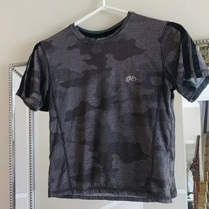 Rawlings cropped camo workout t-shirt top sz small